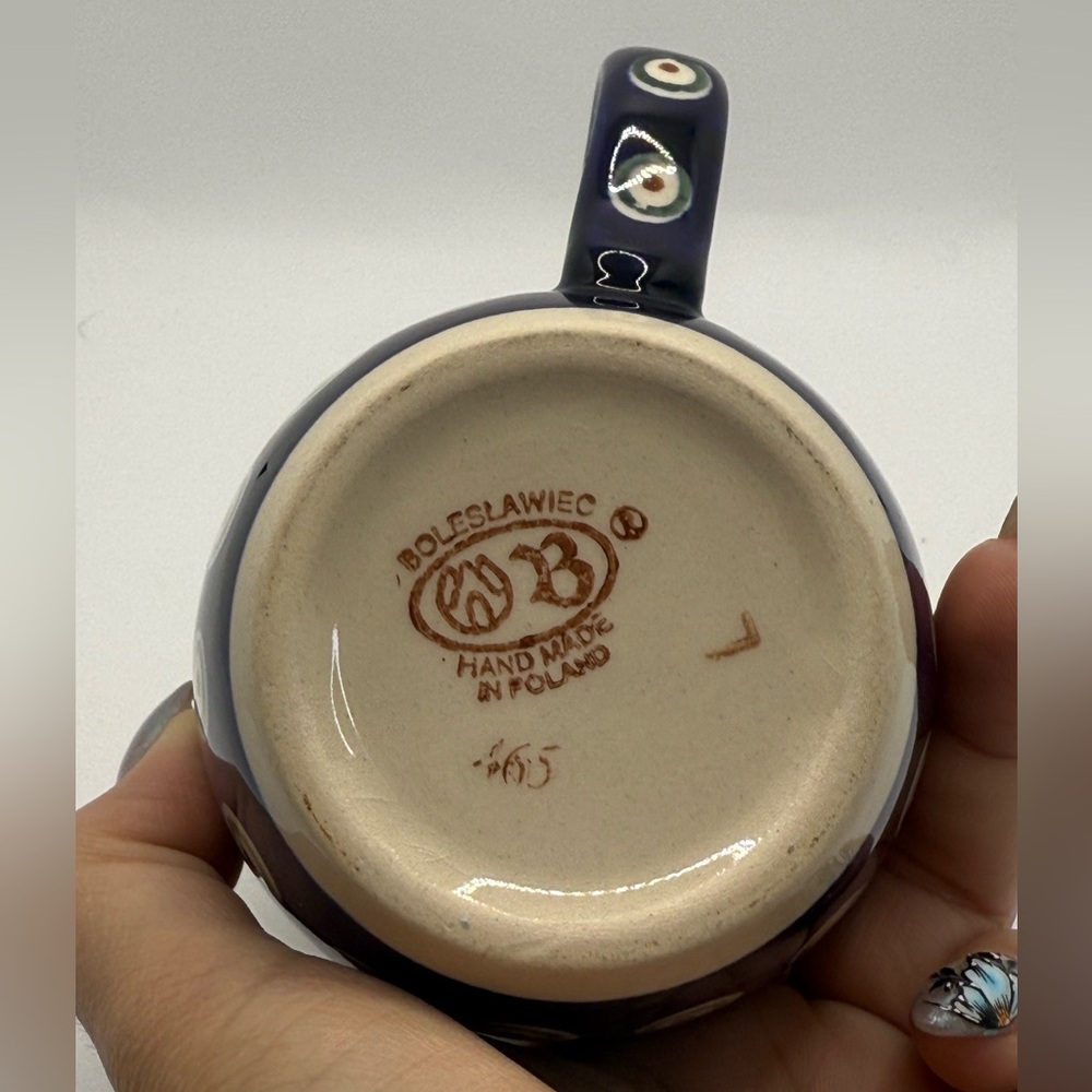 Bunzlau keramik Boleslawiec Polish Pottery peacock pattern ceramic mug - Picture 7 of 7